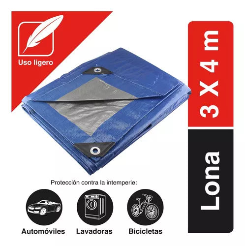Lona Uso Ligero Santul Reforzada Polietileno 3x4m Azul 5410