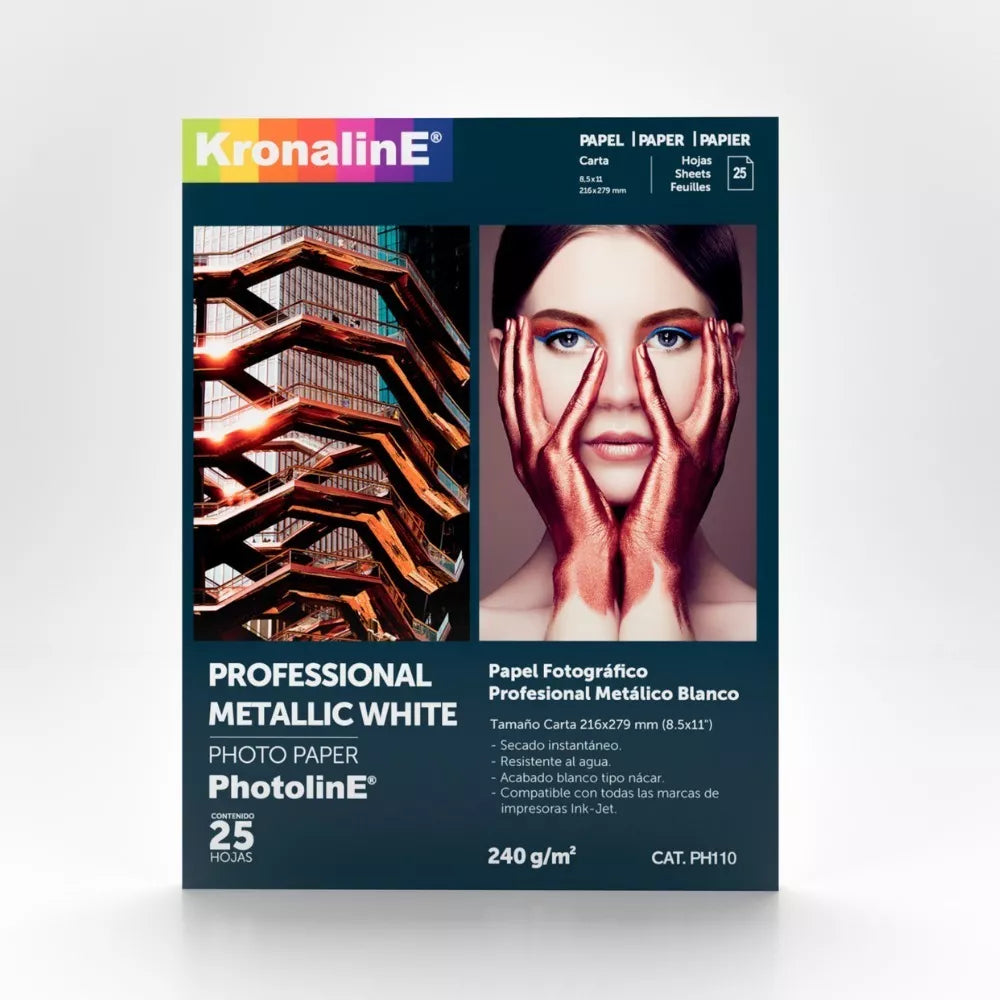 25 Hojas Papel Fotográfico Metallic White Kronaline Ph110