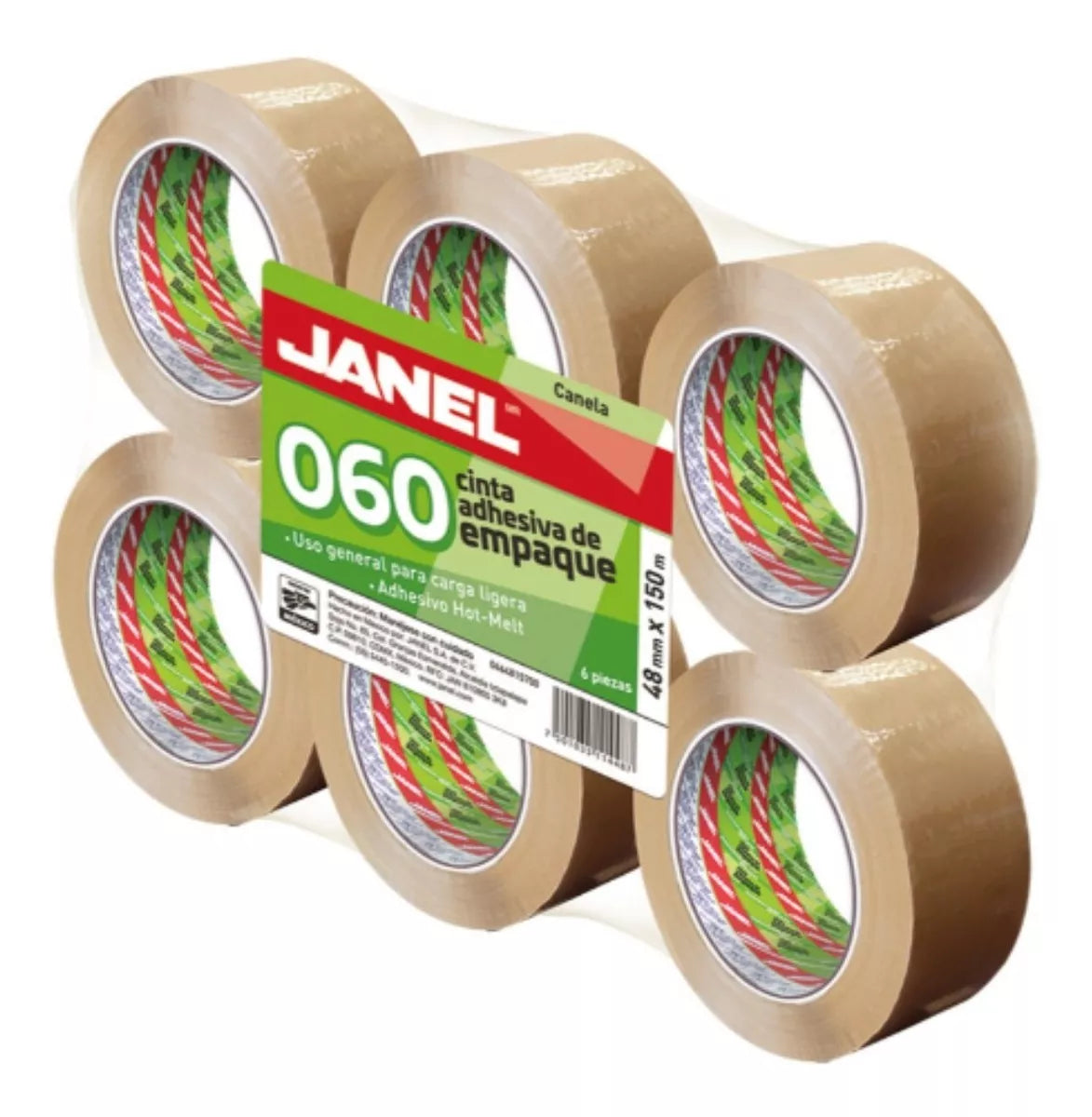 6 Pz Cinta Empaque Canela O Transparente Janel 060 48mmx150m