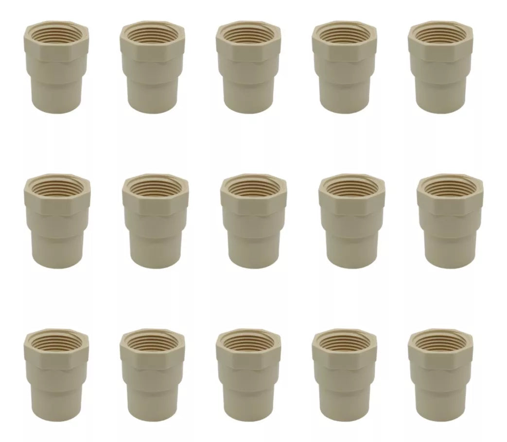 15 Piezas Adaptador Hembra Cnx Cpvc 1/2'' Resistente