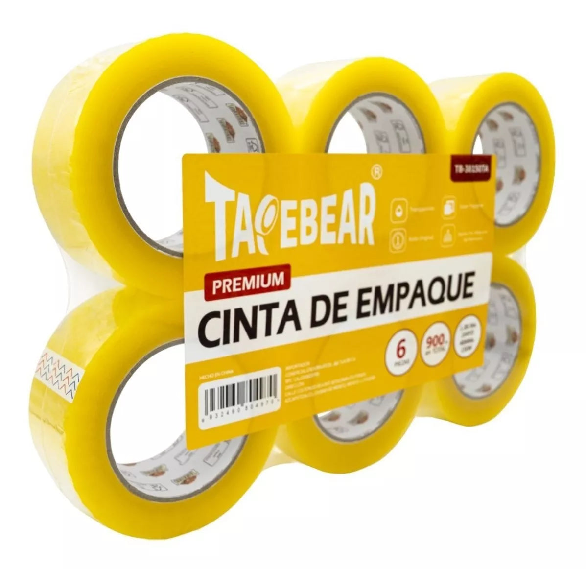 6pz Cinta Canela Transparente Empaque Tapebear Rollo 48mm150m