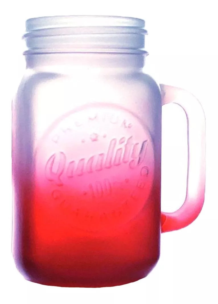 6 Tarro Vaso Frasco Mason Jars Bebida Cristal Vidrio Colores