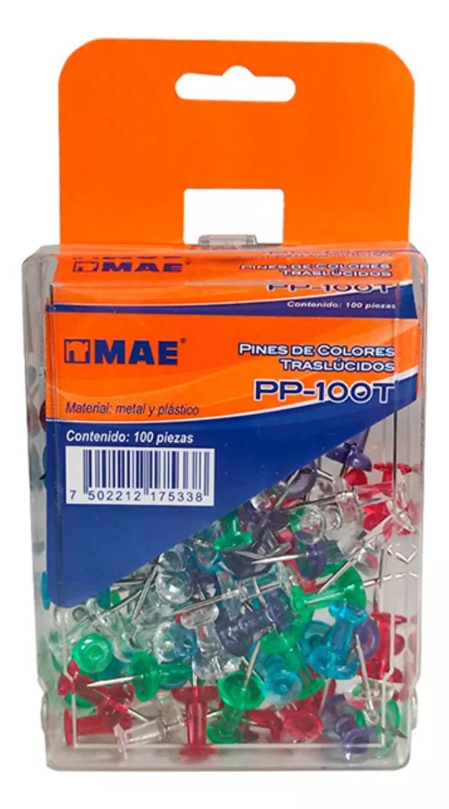 100 Pines Tachuelas Colores Mae Chinchetas Metal Plastico