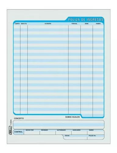Poliza Ingreso Euroformas Carta 50h C/2 Blocks Contables