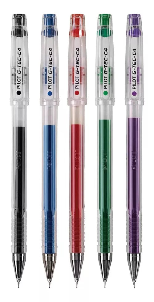 Set 5 Plumas Gel Pilot G Tec C4 Punto 0.4mm Colores Surtidos