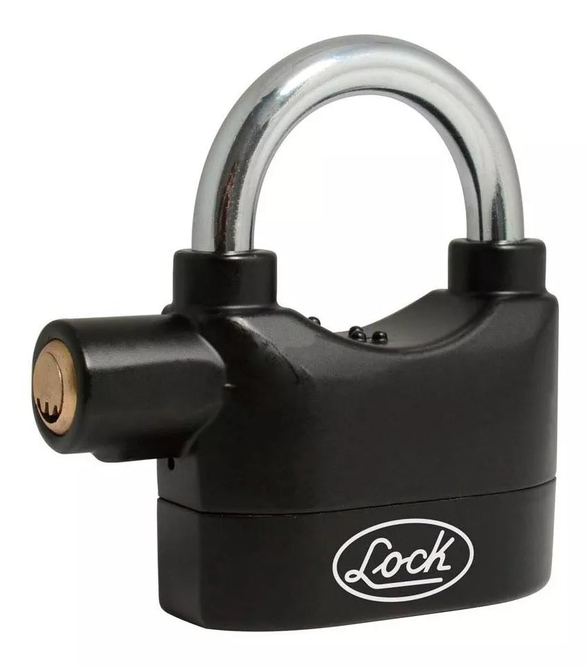 Candado Alarma Lock Doble Cerrojo 70 Mm Negro Llave Puntos