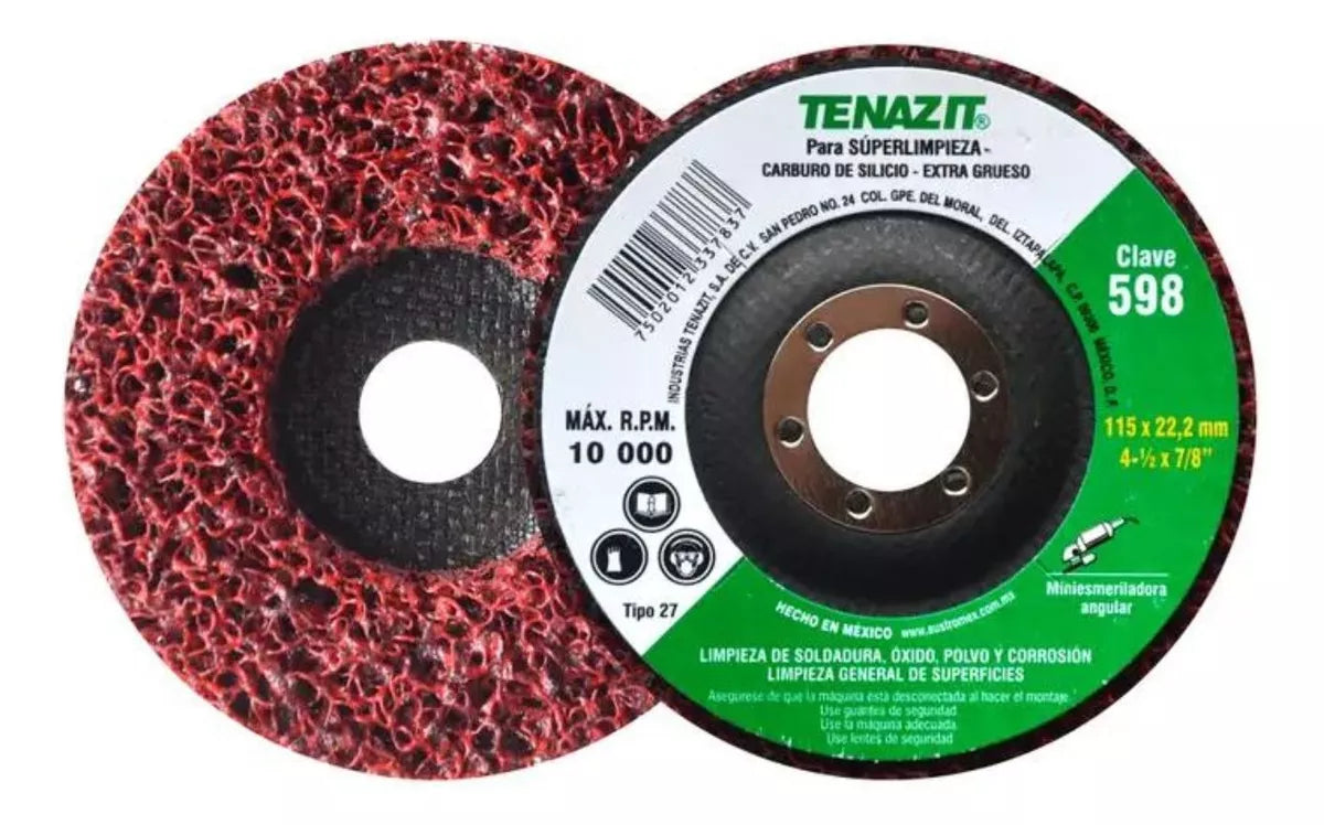 Rueda Fibra 598 Tenazit 4 1/2'' Super Limpieza Soldadura