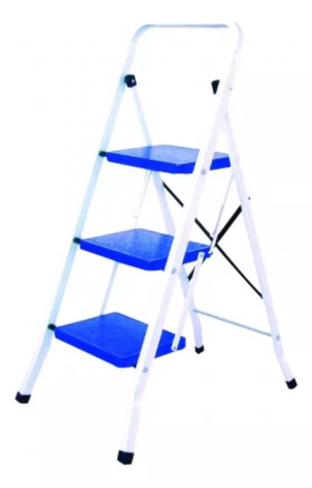 Escalera Domestica Peldaños Acero 3 Escalones Tipo Tijera