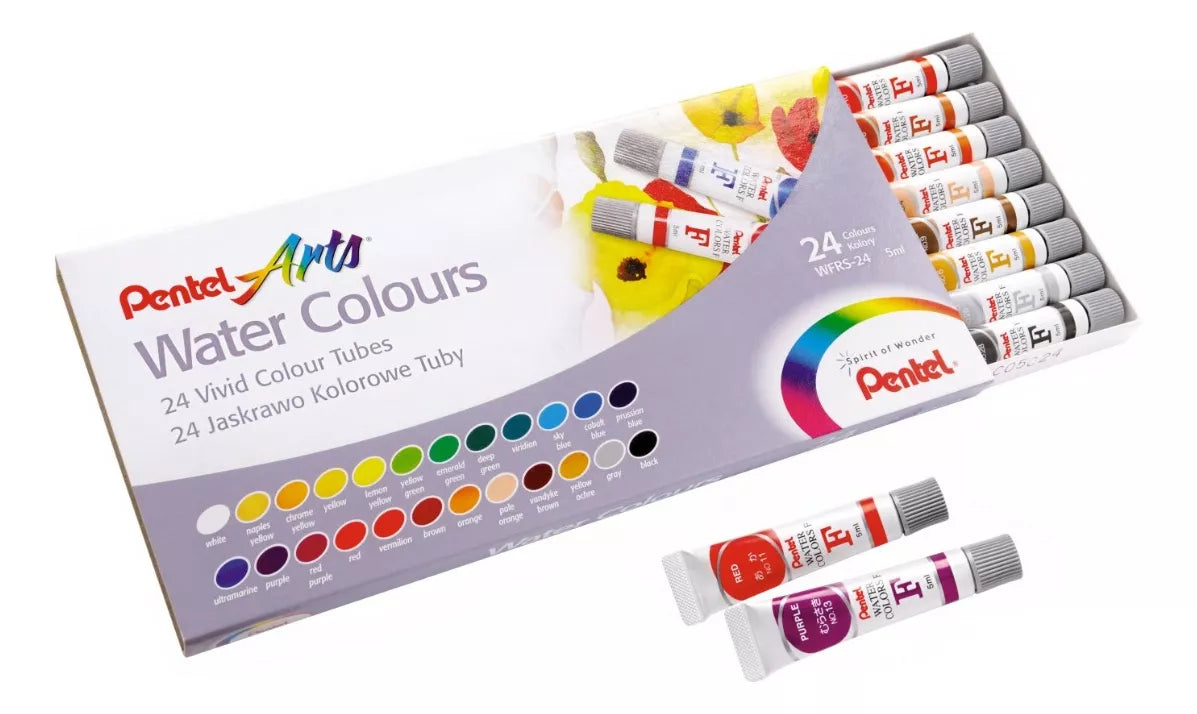 Estuche 24 Tubos Acuarelas Profesionales Pentel Arts 5ml