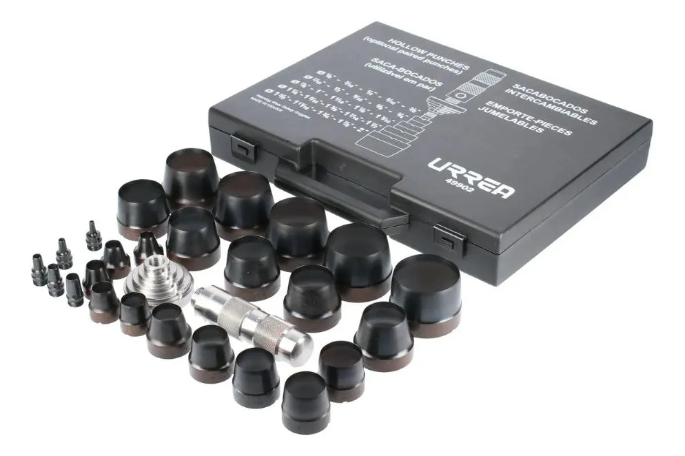 27pz Juego Sacabocados Urrea 49902 3.17mm-50.8mm Adaptador