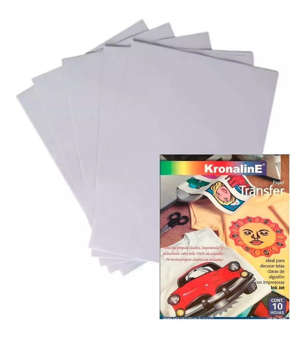 2 Pack Papel Transfer Kronaline Telas Claras 10 Hojas Tr300