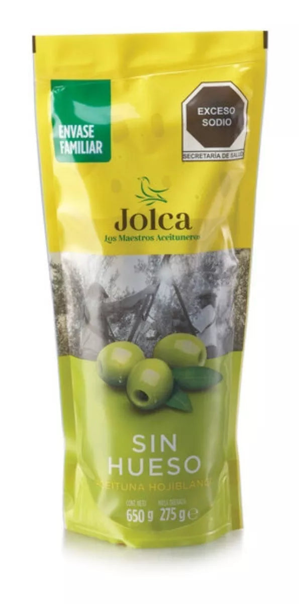 Aceituna Verde Sin Hueso Jolca Bolsa 650g