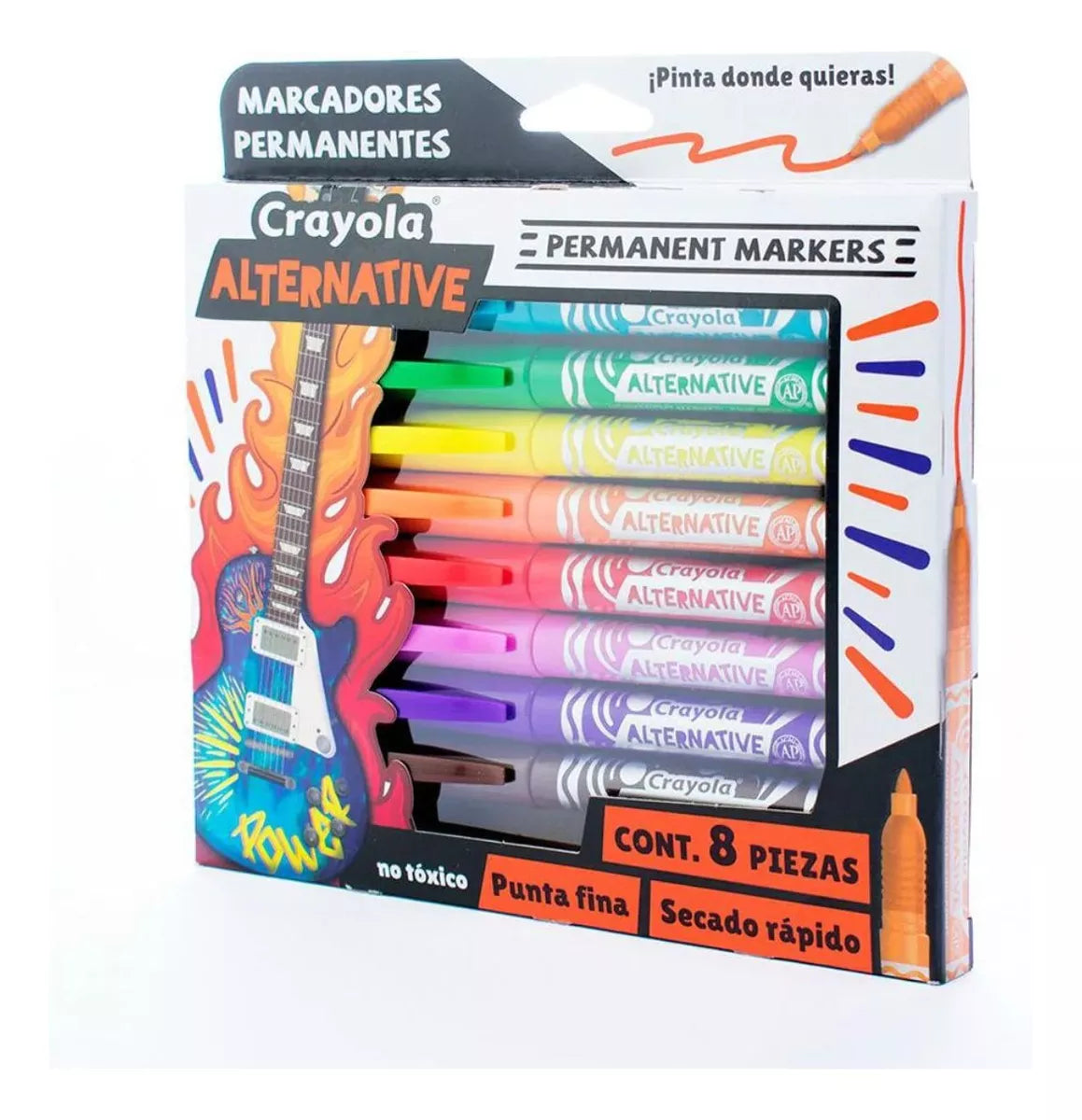 8 Marcadores Permanente Alternative Crayola Punta Fina Color