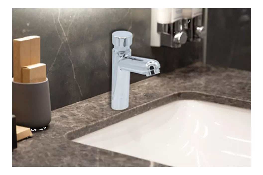 Llave Monomando Temporizador Cnx 16cm Color Plateado