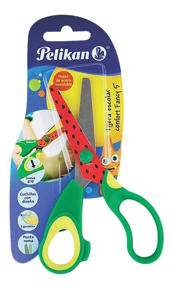 Tijera Escolar Ergonómica Confort Fancy 5 Pelikan Punta Roma