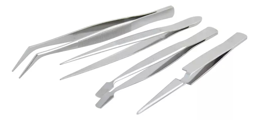 4 Piezas Pinzas Precision Surtek Tipo Tweezer Acero