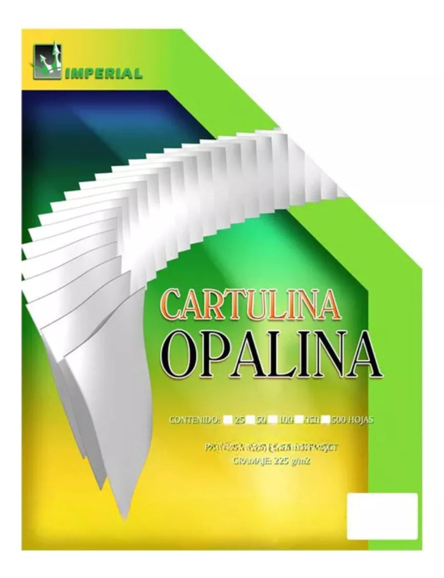 100 Hojas Cartulina Opalina 225 Gr Tamaño Oficio Imperial