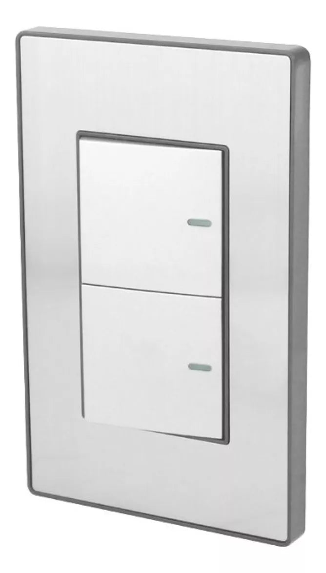 Placa Armada Doble Apagador Sanelec Cordoba Acero Inox 4635