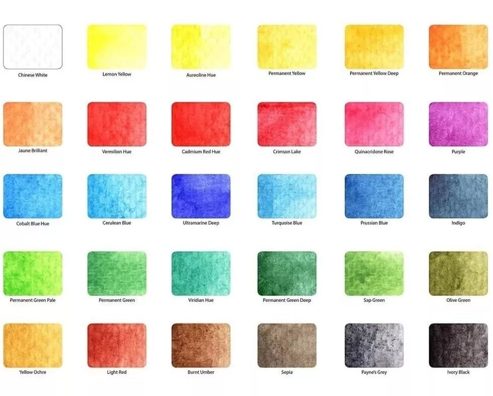 Acuarelas Sakura Koi 30 Tabletas Pastel + Pincel De Regalo