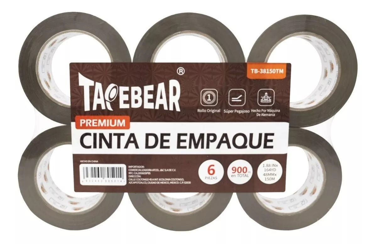 1pz Cinta Canela Empaque Tapebear 150m 48mm Embalaje Rollo