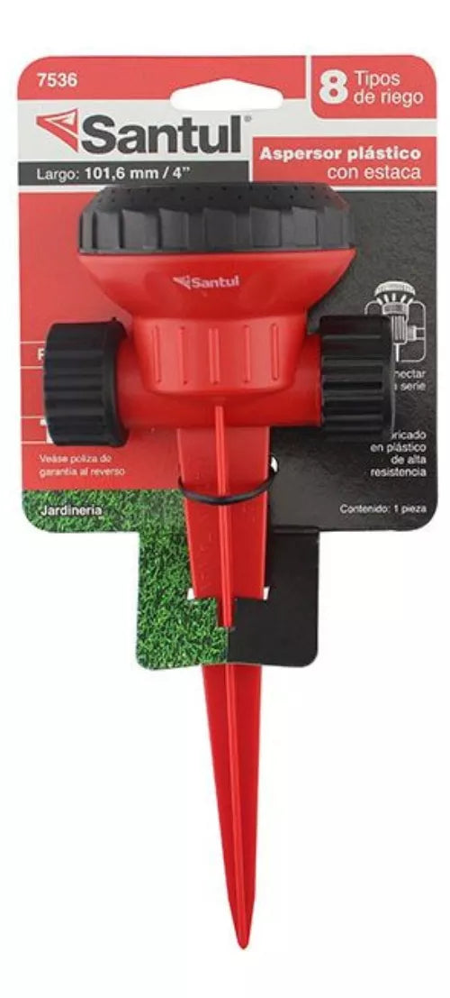 Aspersor Riego Santul Plástico 4'' Jardín Doble Conexión