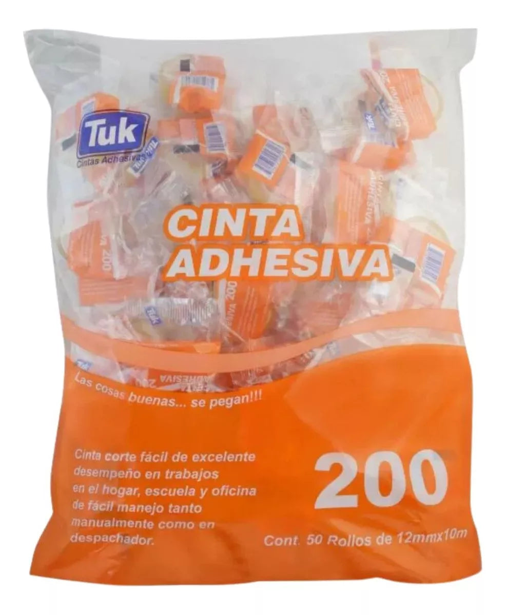 Pack 50 Cinta Adhesiva Transparente Tuk 12mm X 10m
