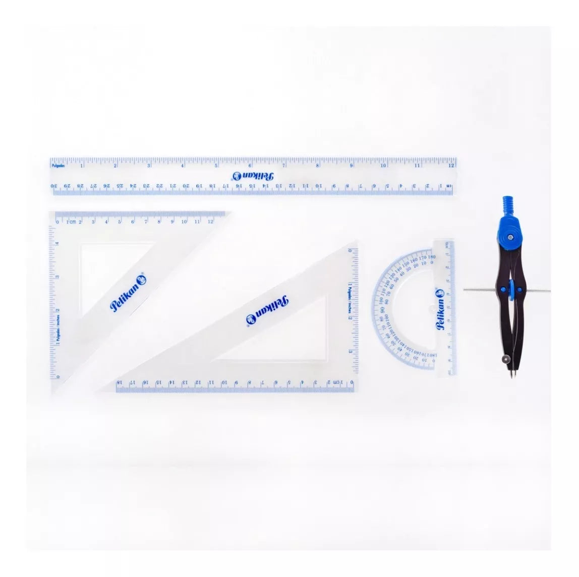 Juego Geométrico 5pzas Mediano Plástico Pelikan Escolar