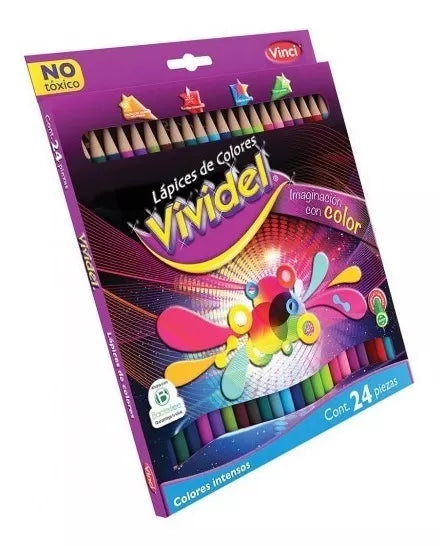 Lápices de Colores Redondos Vinci Vividel 4mm 24 Piezas