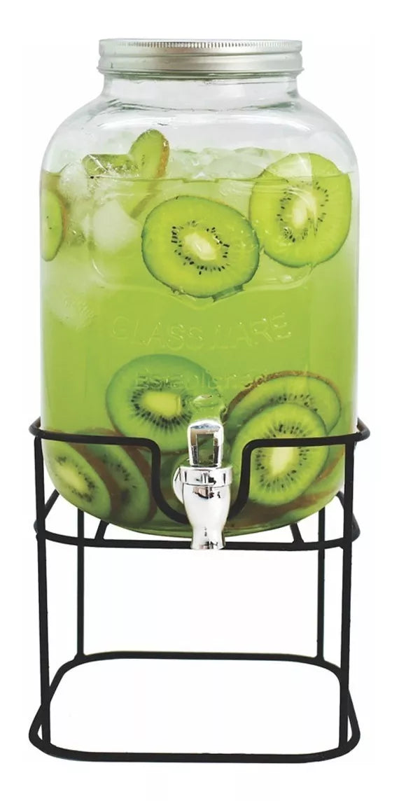 Dispensador Bebidas Con Base 5 Lt Vitrolero Vidrio Vintage