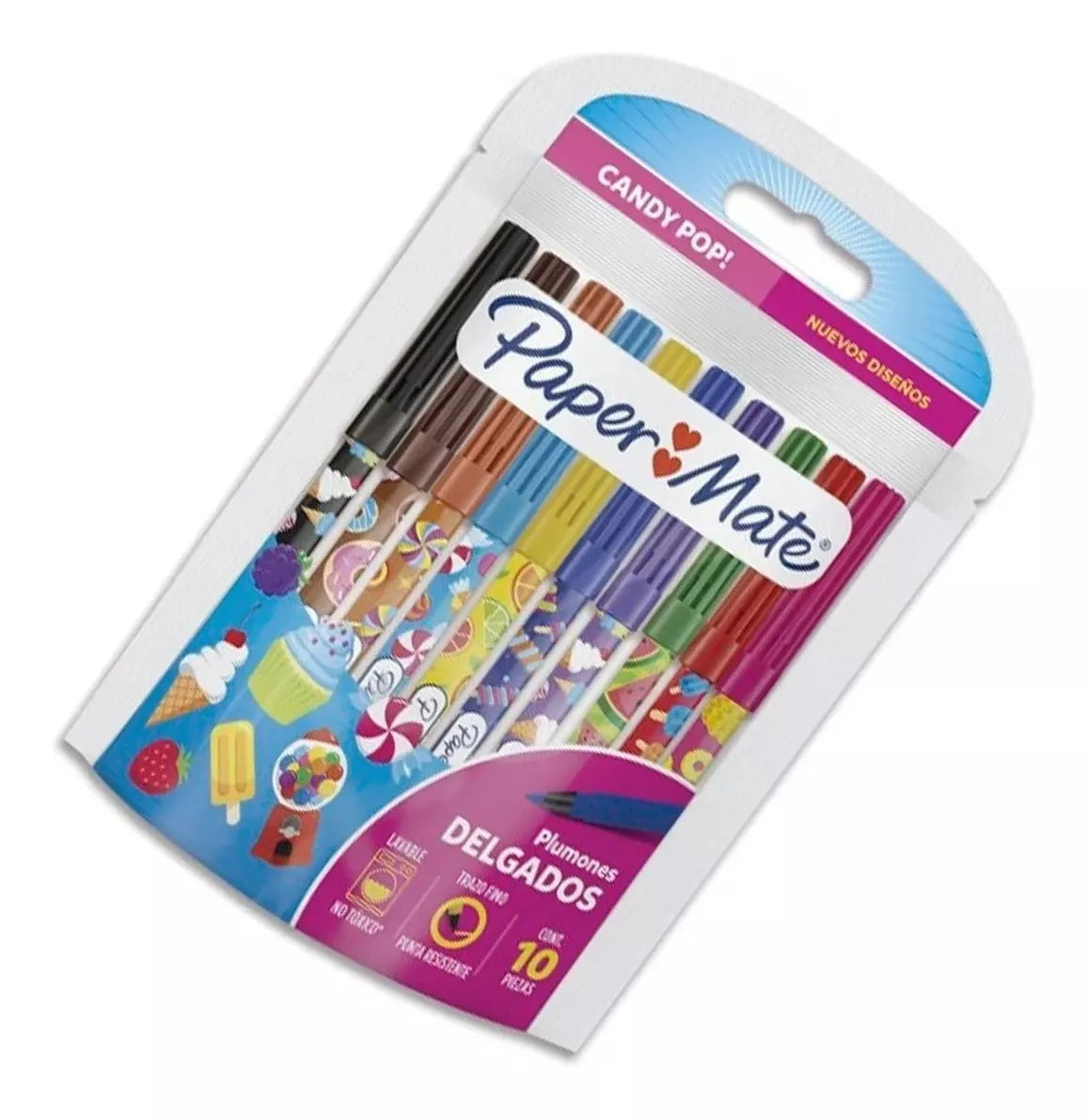 Plumones Marcadores Paper Mate Punta Fina Candy Pop 10 Piezas
