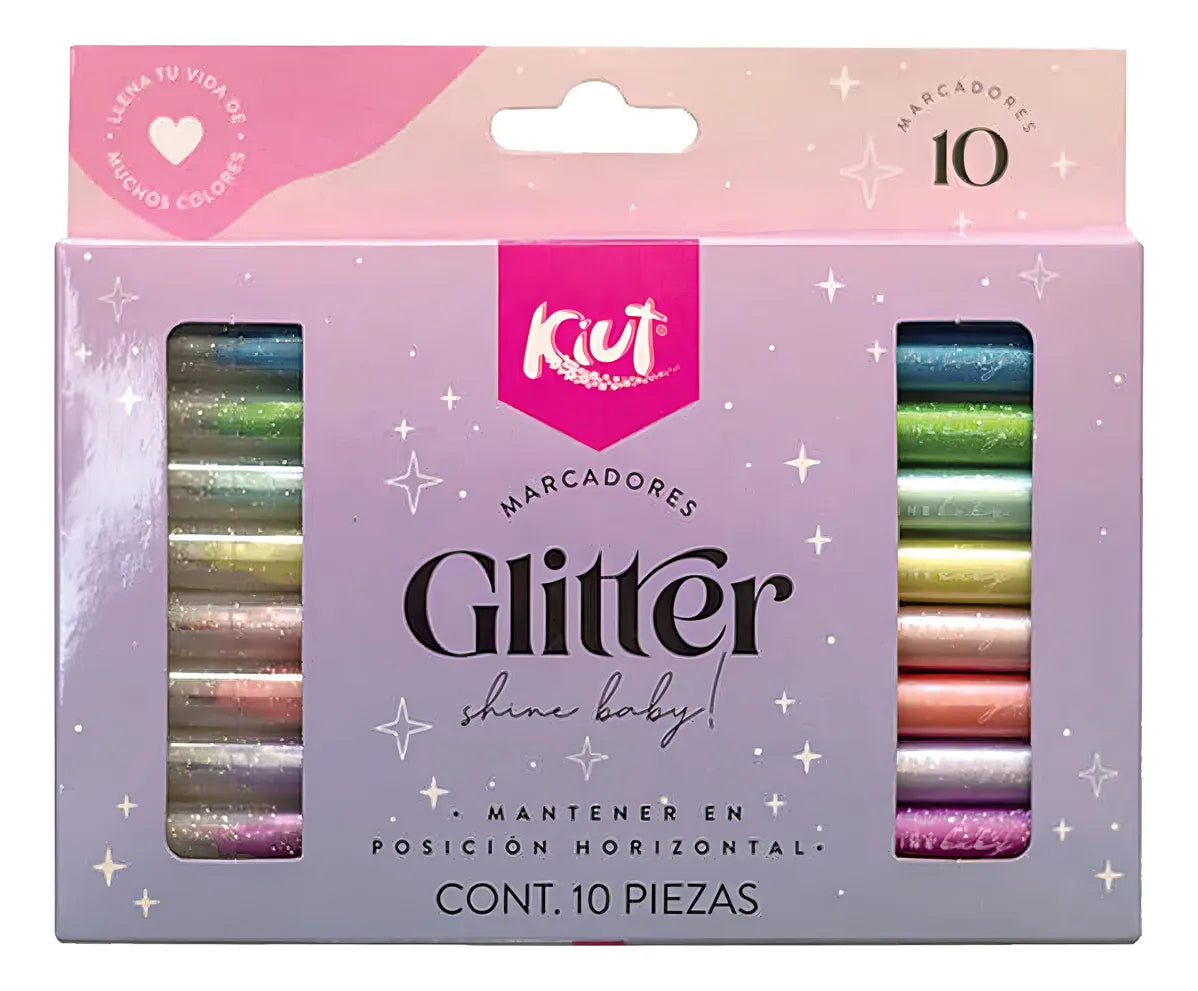 10 Marcadores Norma Kiut Efecto Glitter Lettering