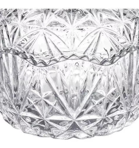 Bombonera Dulcero De Vidrio Cristal Labrado Tapa Resistente
