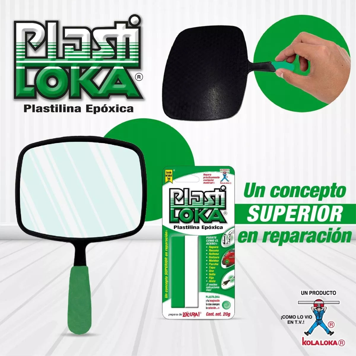 Plastilina Epoxica Plastiloka 40g Verde Kola Loka Reparación