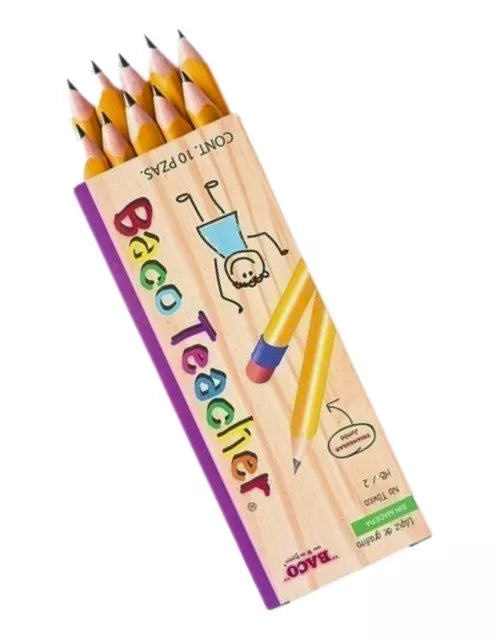 10 Lápices Entrenadores Grafito Baco Hb N°2 Bacoteacher