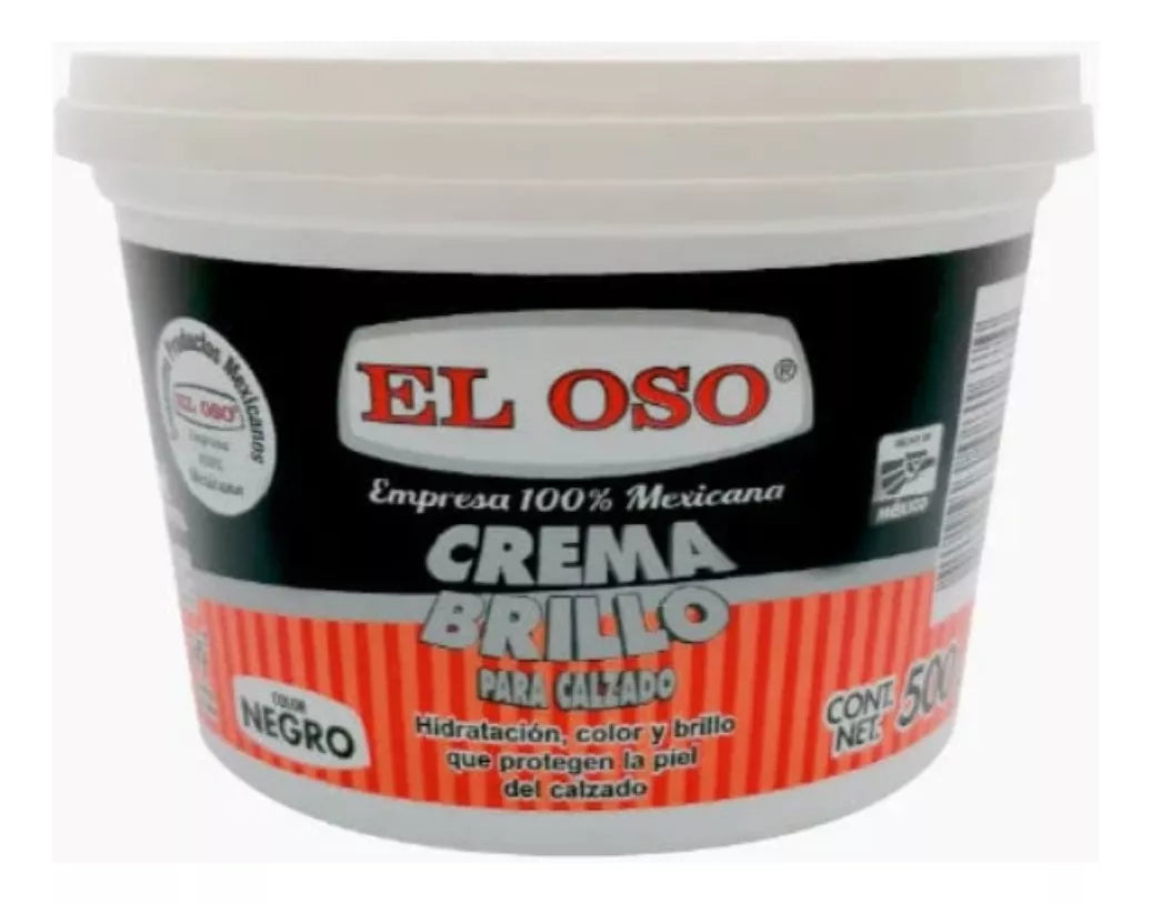 Crema Calzado El Oso Color Negro 500gr Brillo Hidrata