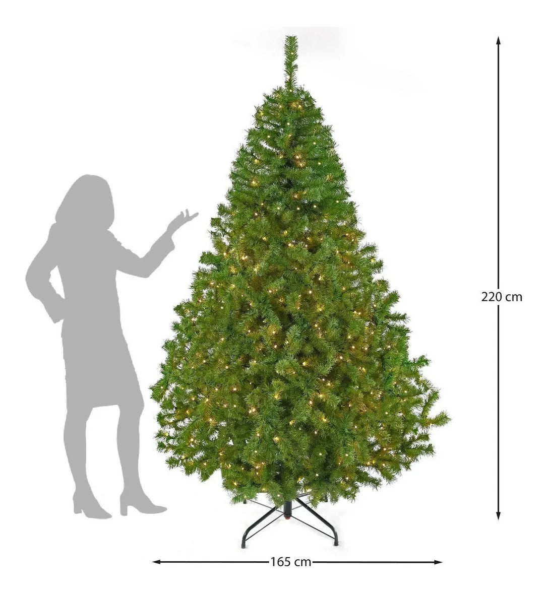 Arbol Navidad Naviplastic Pino Canadiense 2.2m 512 Luces Led Color Verde