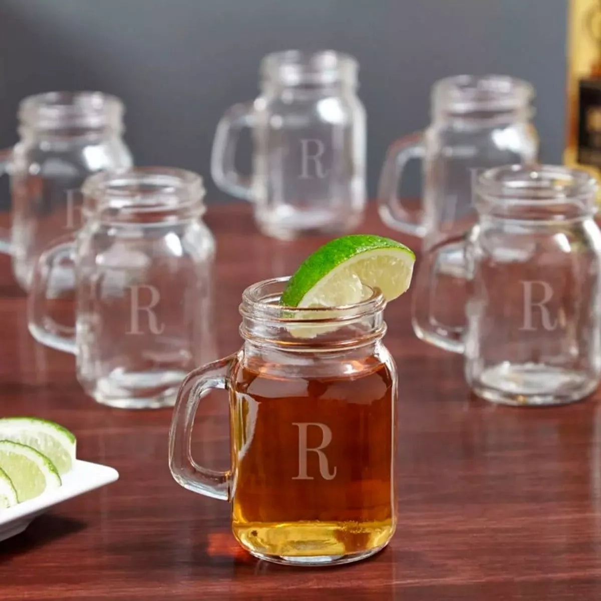 12 Mason Jars 4oz Mini Con Asa Frasco Tarro Vaso Tapa Popote