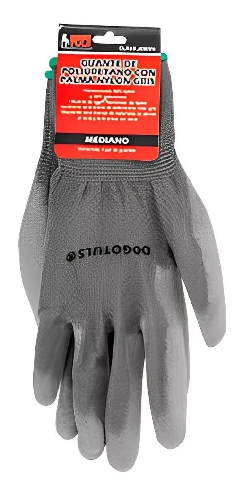 6pz Guante Nylon Palma Recubierta Poliuretano Dogotuls Gris