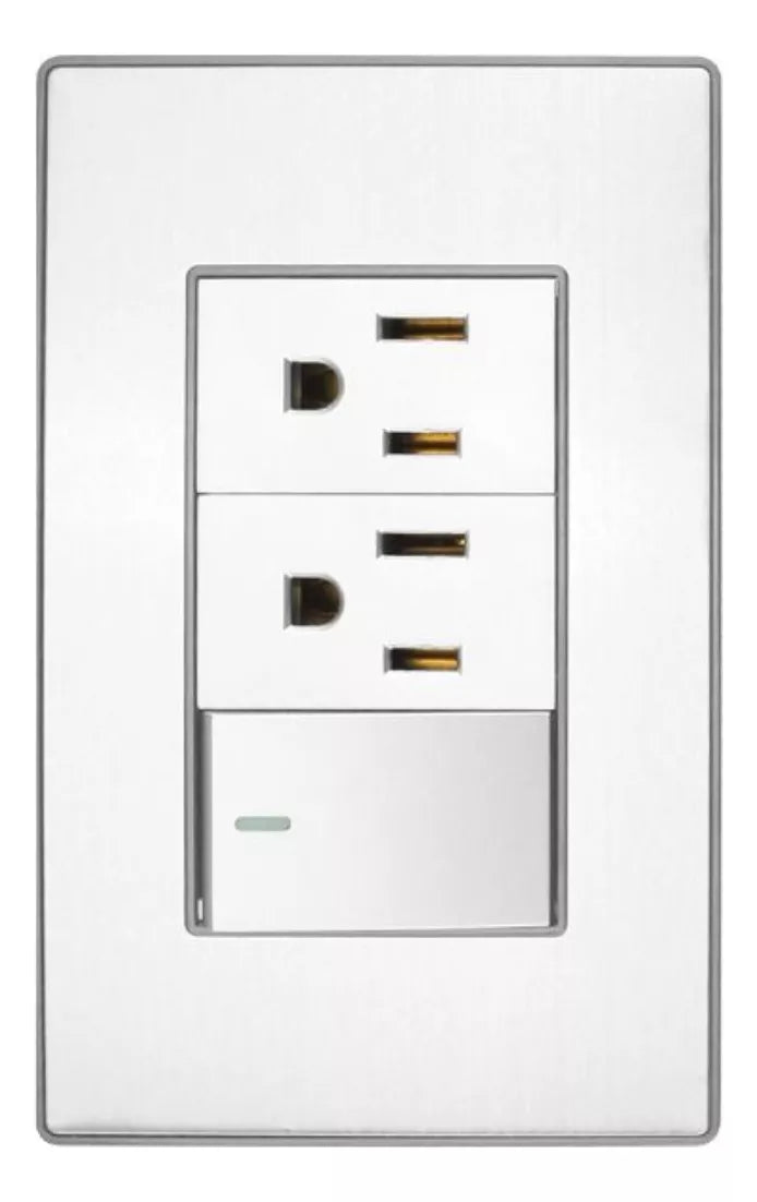 Placa Apagador Contacto Doble Sanelec Modelo Cordoba 4638