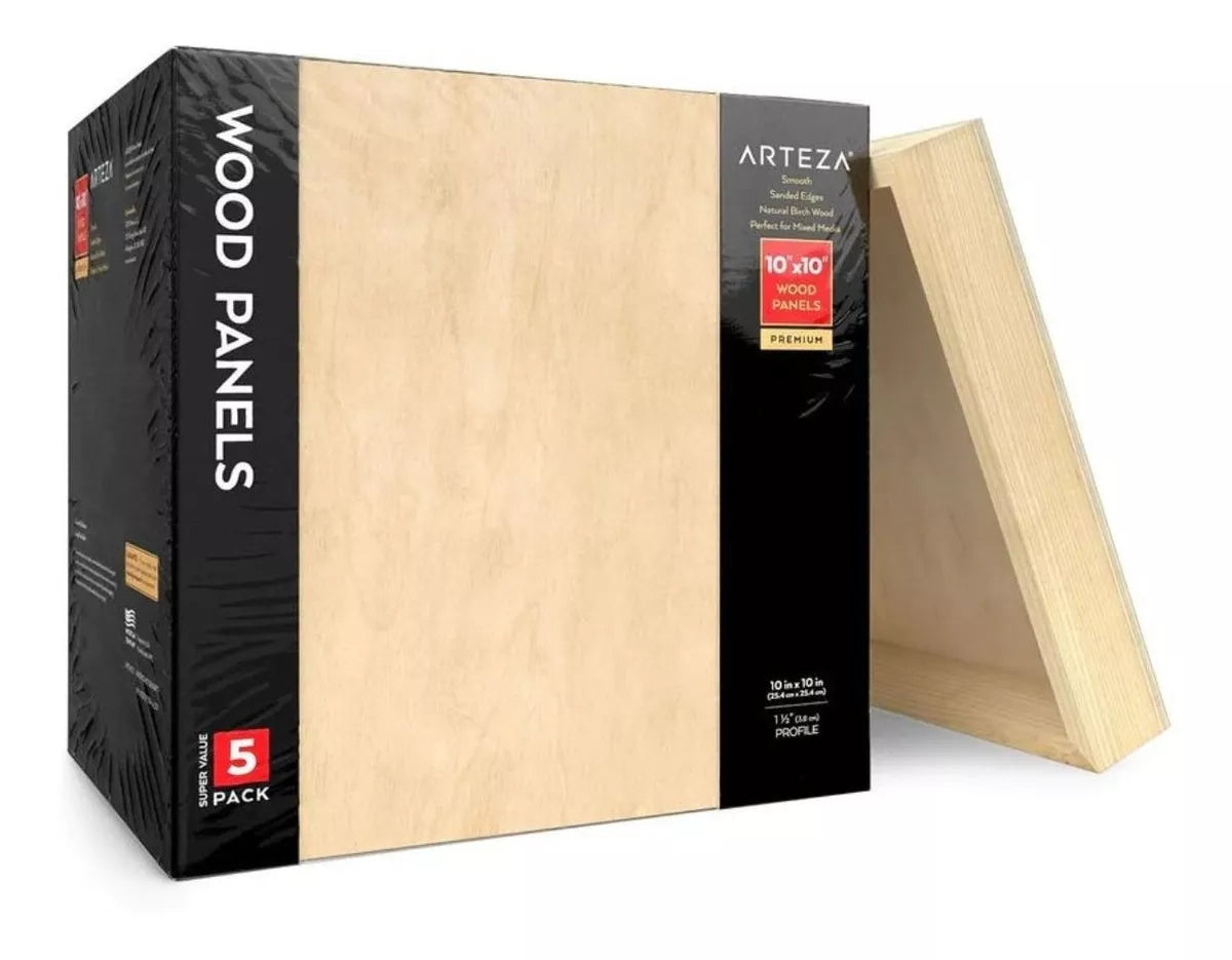 Set 5 Lienzos Madera Canvas Bastidor Pintura 25x25 Arteza
