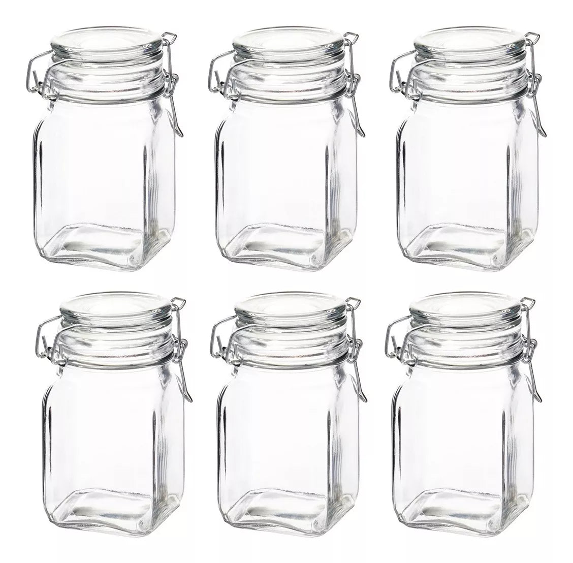 Set 6 Frascos Vidrio Hermetico Almacena Tapa Clip 260 ml