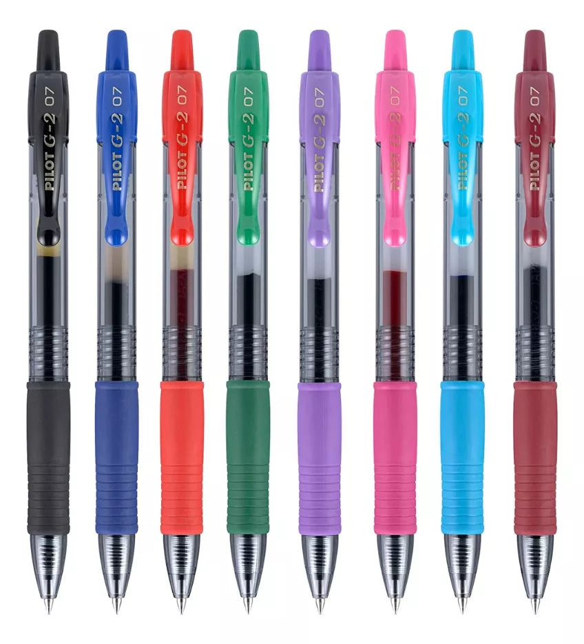 8 Bolígrafos Gel Pilot G2 Premium Recargables Trazo Fino