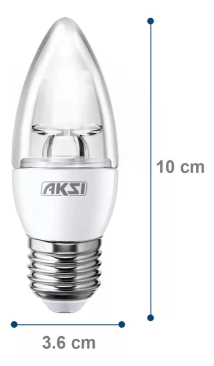 10 piezas Foco LED Vela Aksi 4w Base E27 Luz Blanca