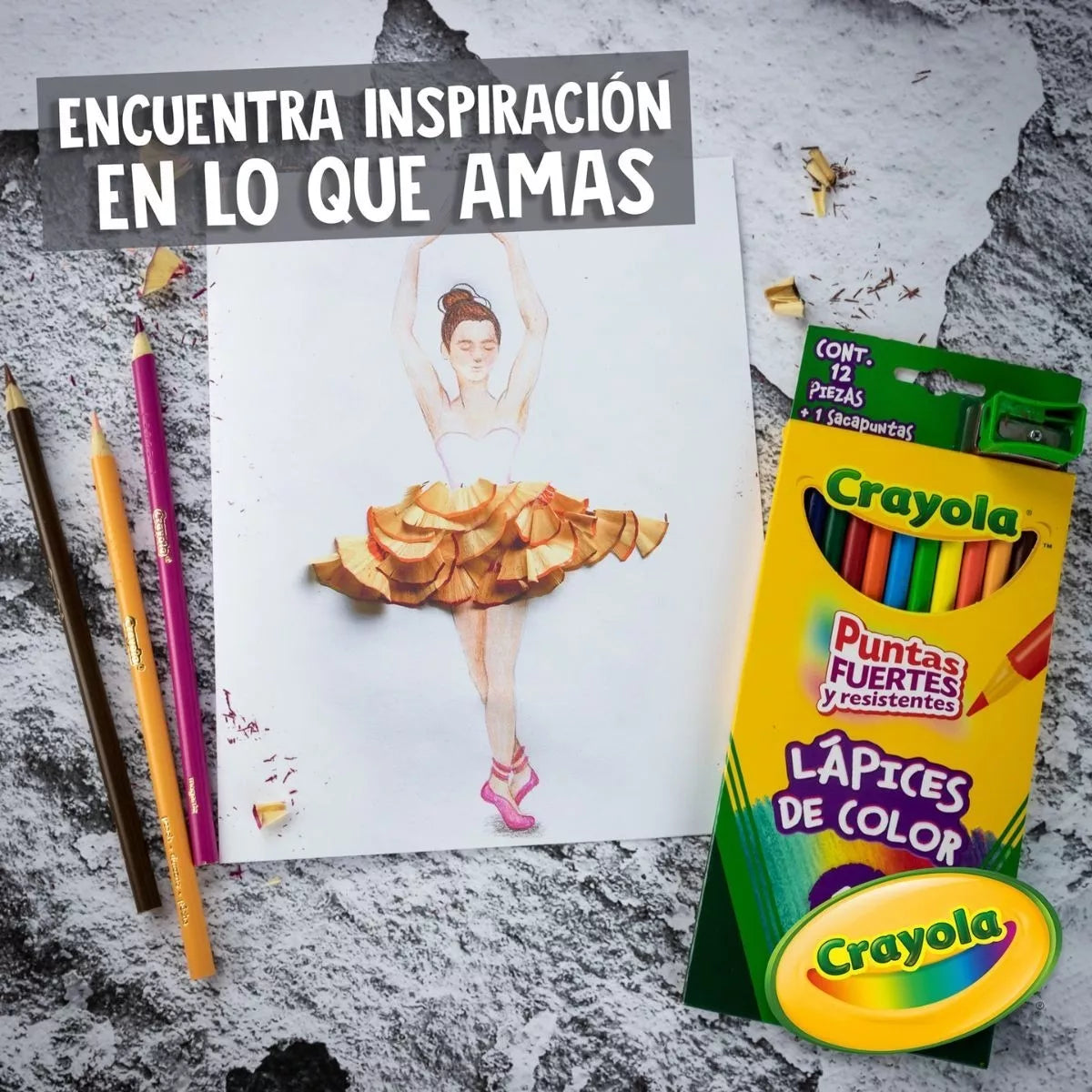 Caja 12 Lapices Colores Redondos + Sacapuntas Dibujo Crayola