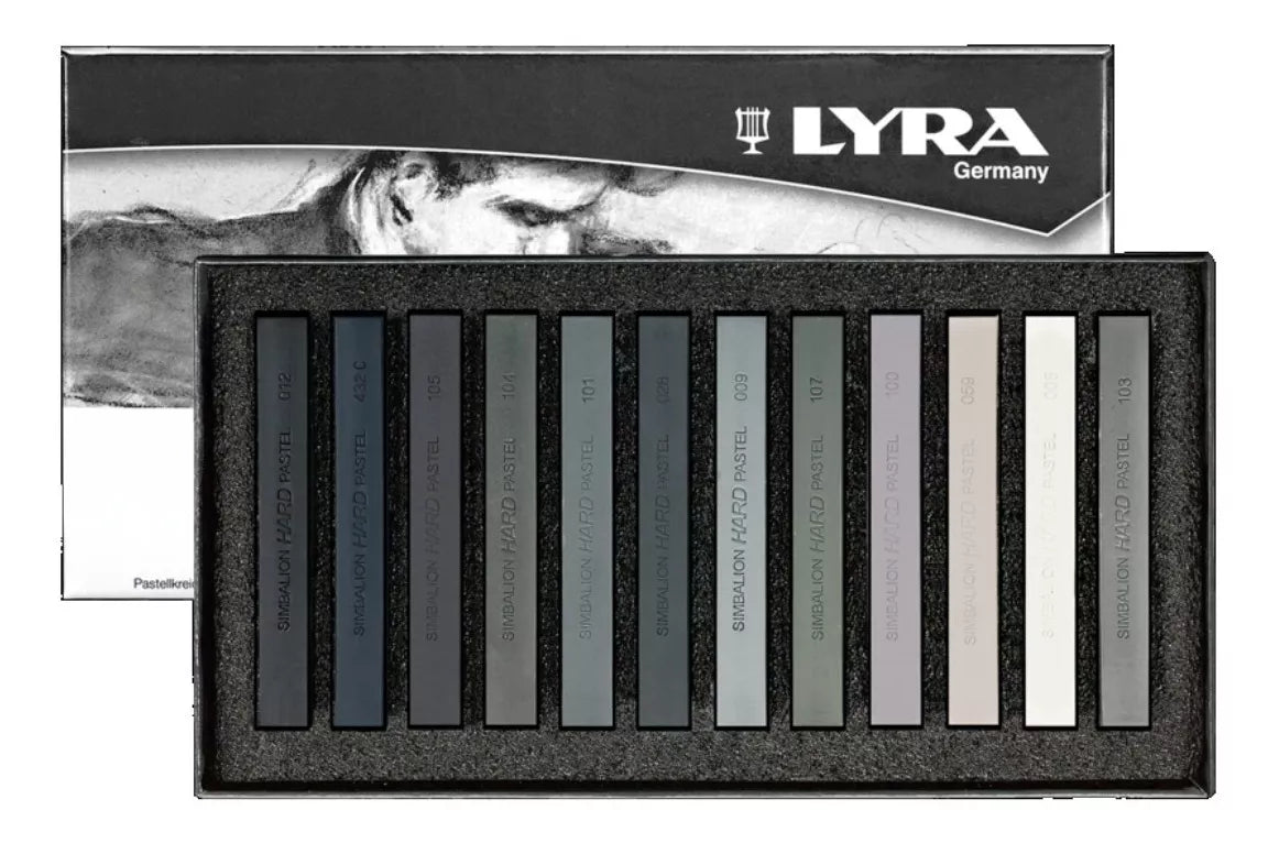 Set 12 Gis Pastel Duro Tonos Grises Lyra Polycrayon Dibujo