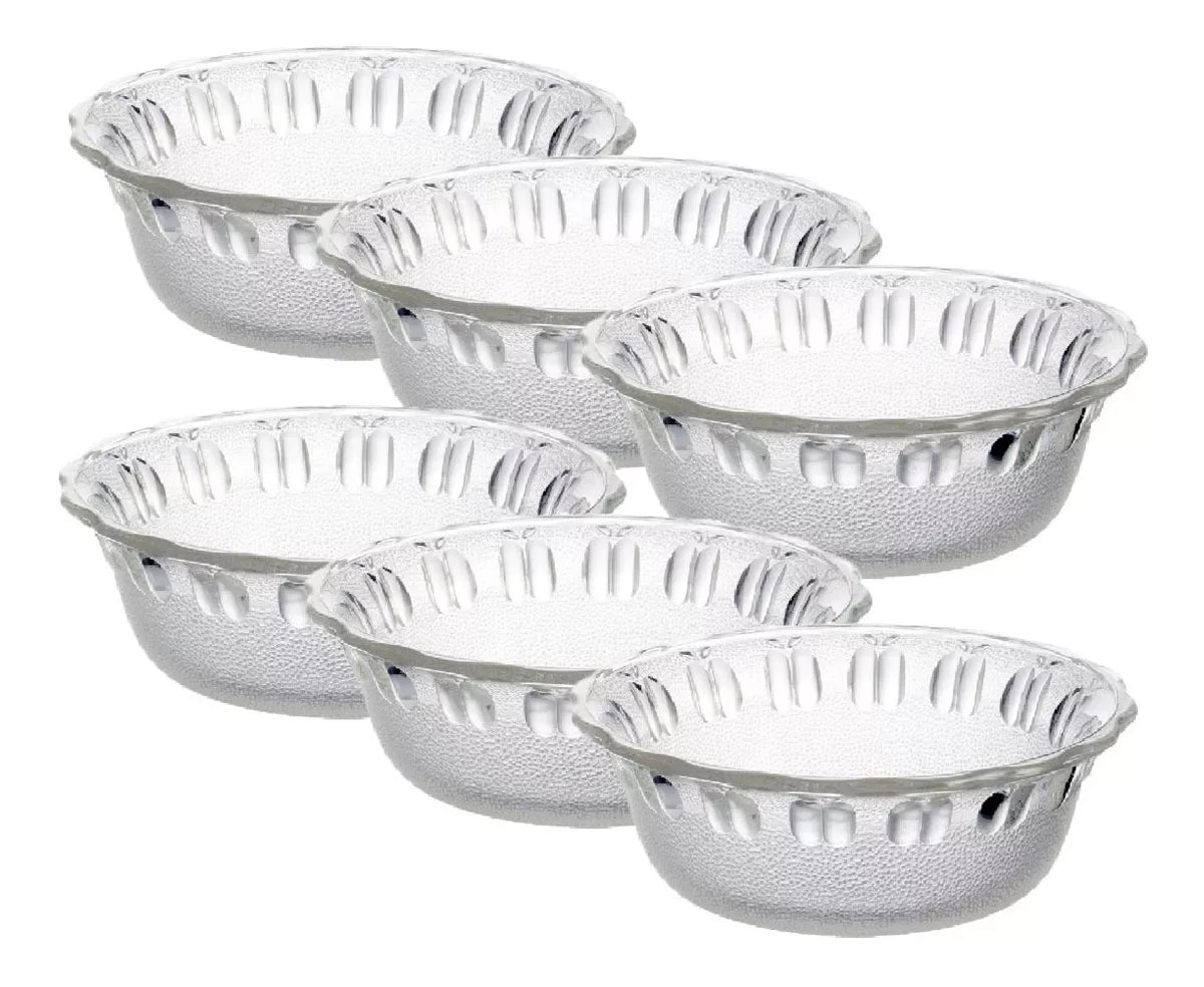 6pz Tazón Vidrio Juego Refractario Dulcero Chico Vittori