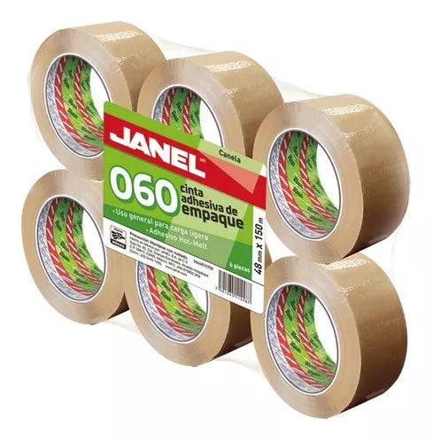 36 Piezas Cinta Adhesiva Canela Empaque Janel 060 48mmx150m