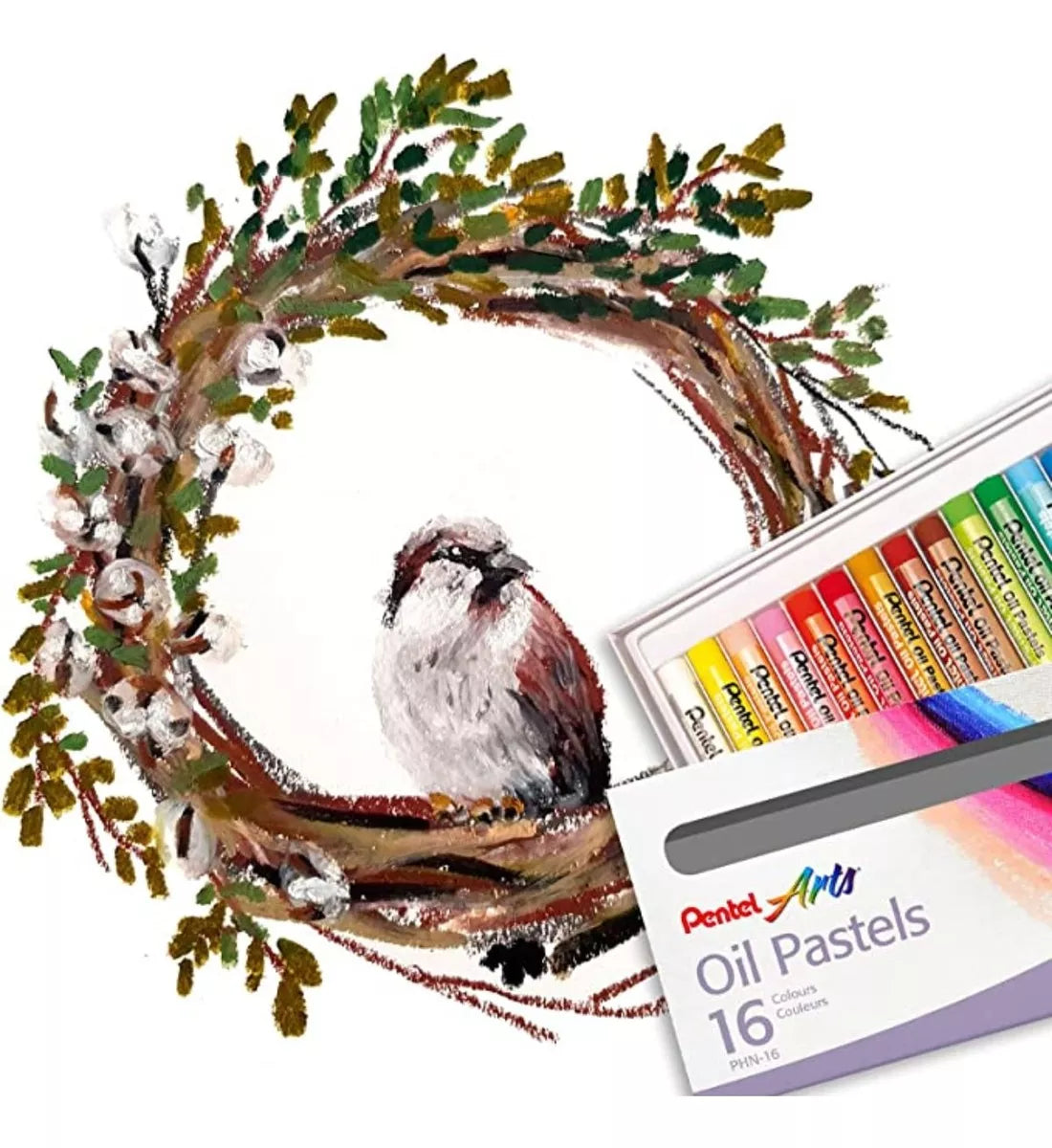 16 Pasteles Gises Tizas Aceite Pentel Arts Redondos Colores