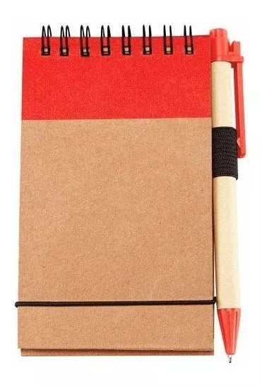 10 Libretas Bolsillo Chica Boligrafo Ecologica Pluma Colores - MarchanteMX