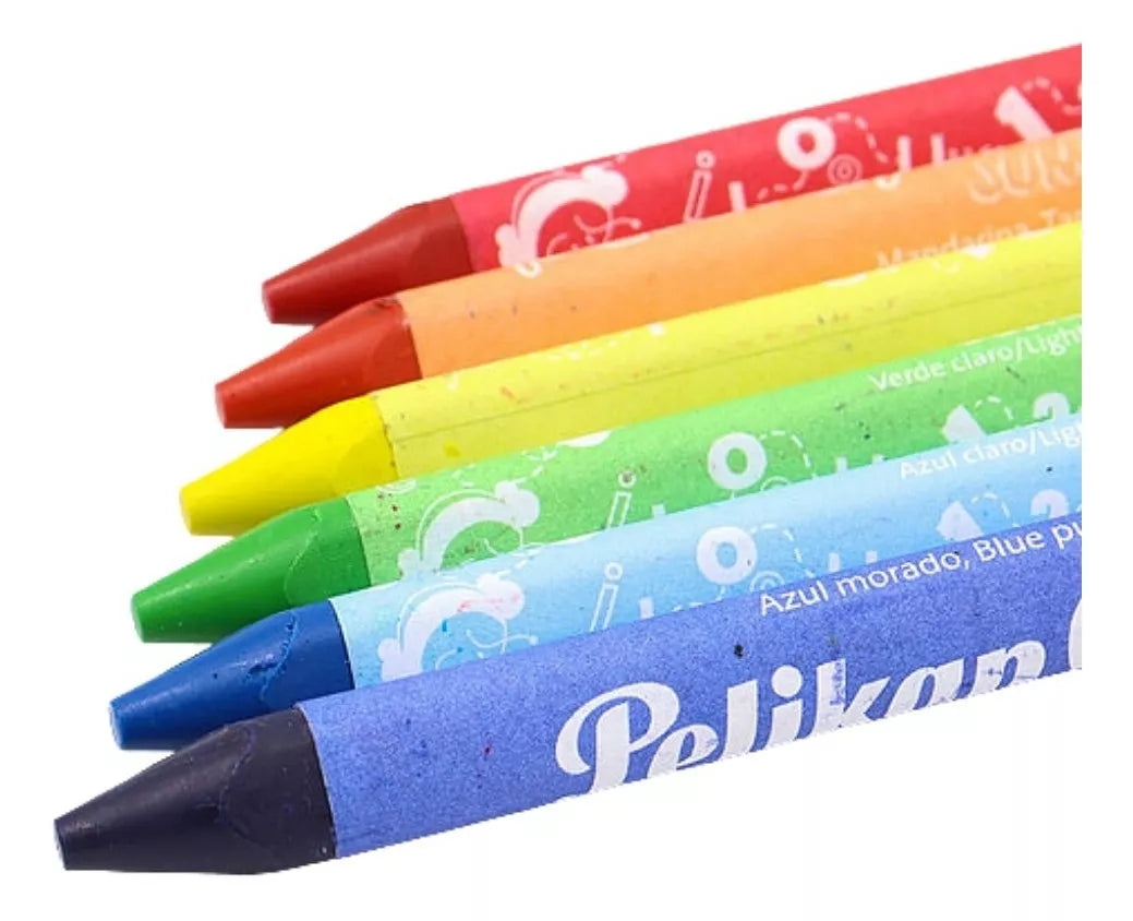 6 Crayones Triangular Jumbo Cera Pelikan Escolar Niños